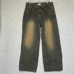 Lewkin Brown Wash Wide Leg Jeans